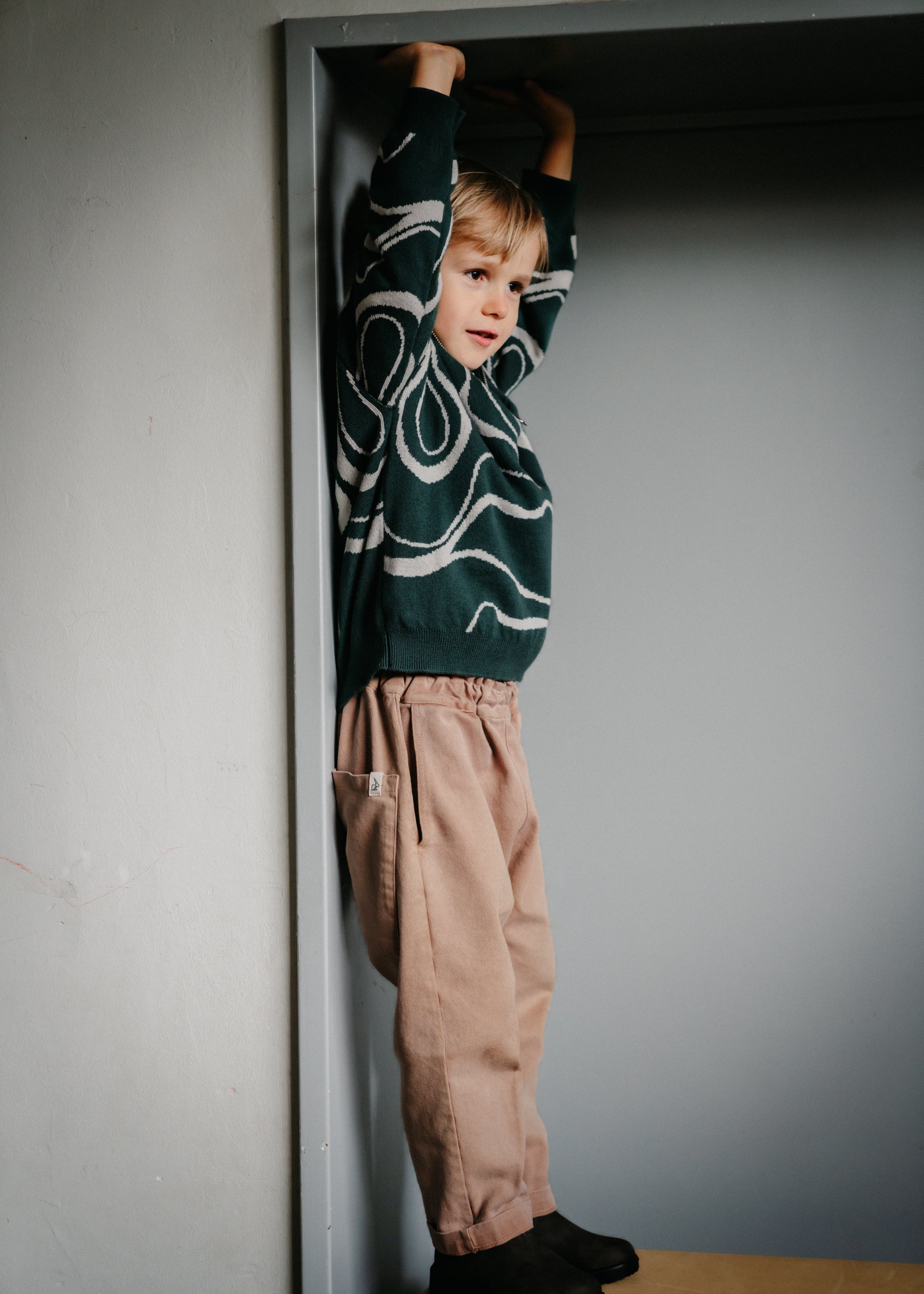 Organic Cotton Knitted Sweater with Zip Collar | Bonnie & The Gang