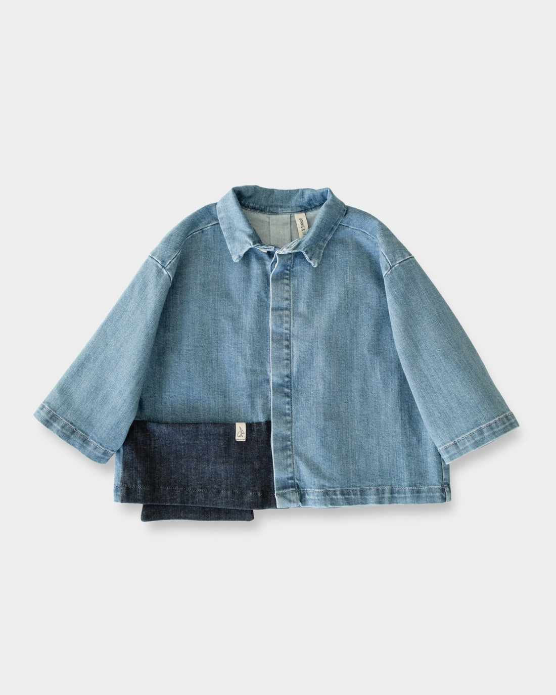 Washed organic denim vest with GG in light blue